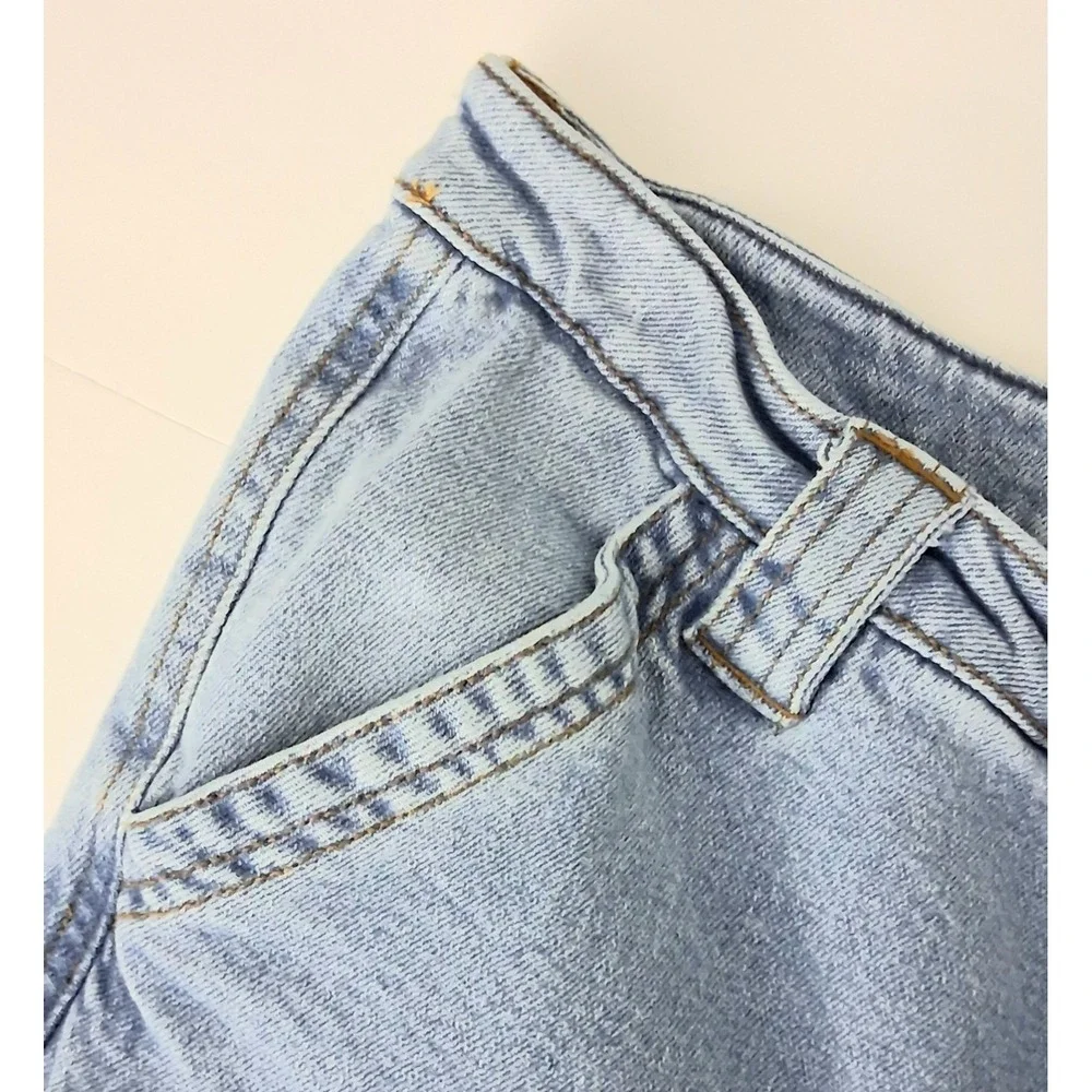 Girlish Jeans Juniors Size 13/31 Blue Cargo Straight Light Wash Button Fly Preow